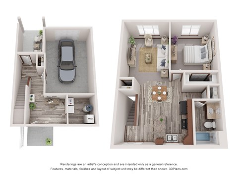 Floor plan for 1 bed, 1 bath, 962 sqft